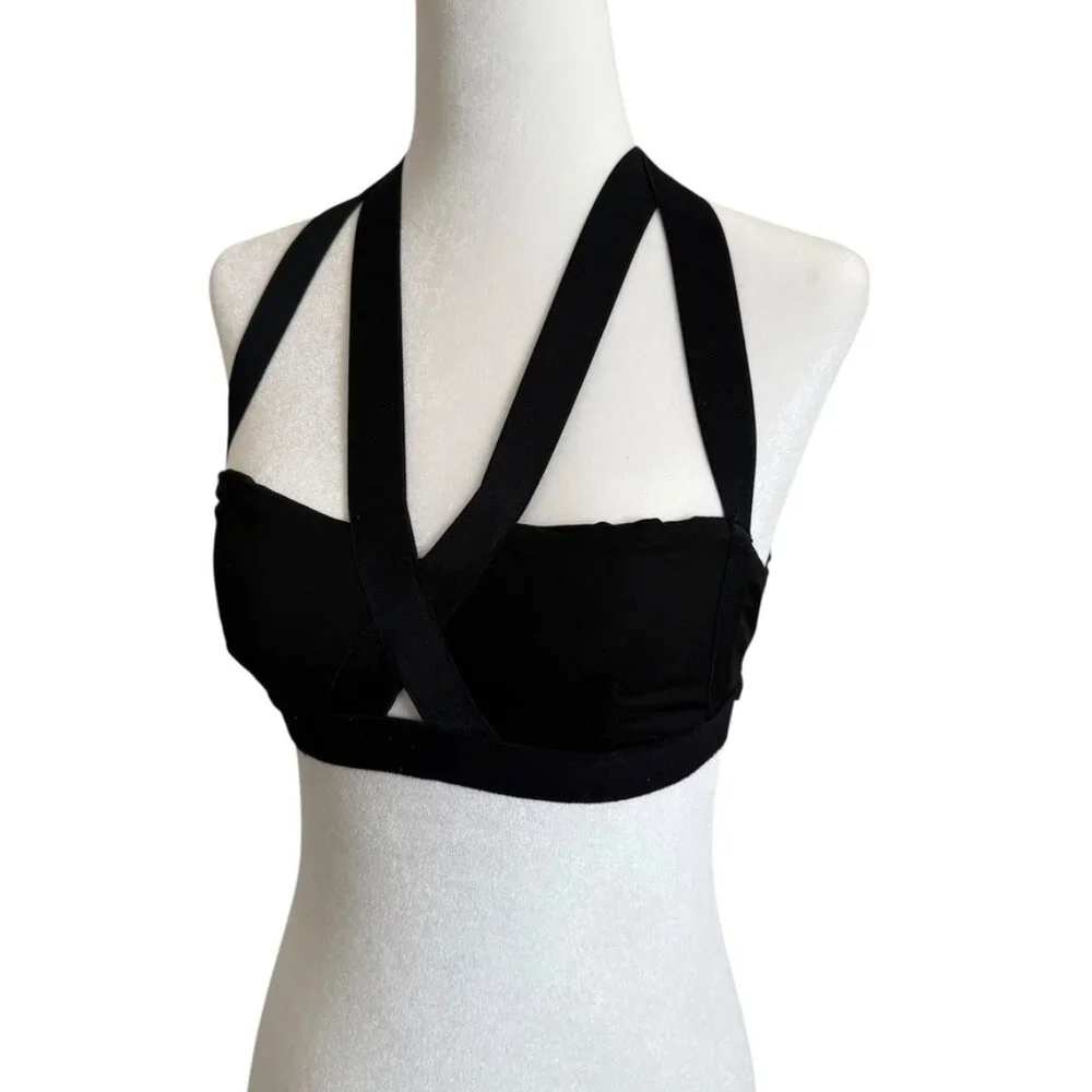 MICHI BRA BLACK M FELINE SPORTS BRA CUTOUT SEXY - Picture 7 of 12